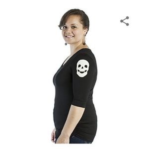 Libian Crochet Skull Sleeve Detail Black Top